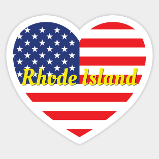 Rhode Island American Flag Heart Sticker